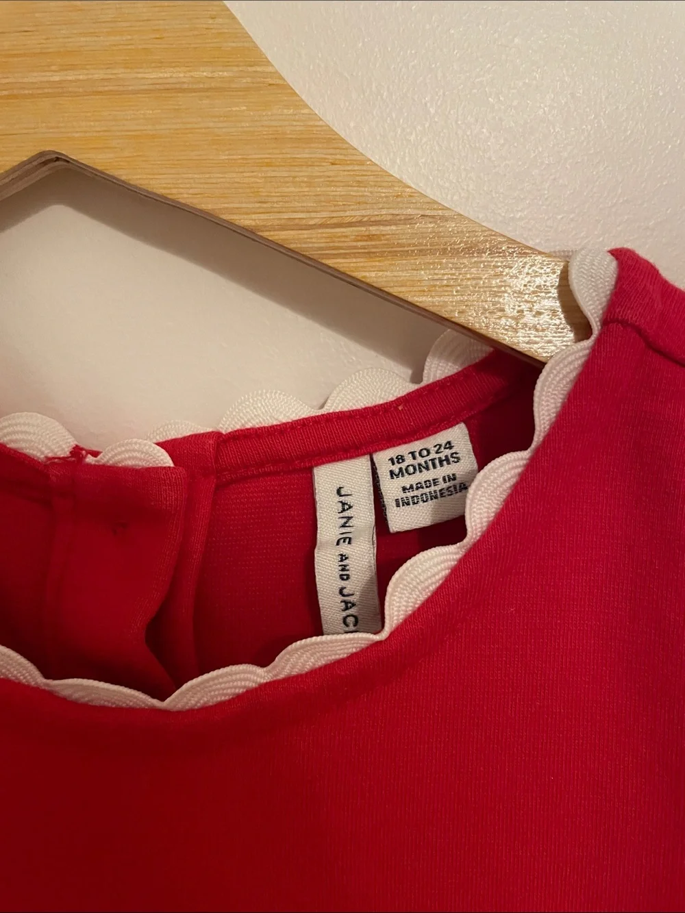 Janie and Jack Girls Red Scalloped Waist Party Dress